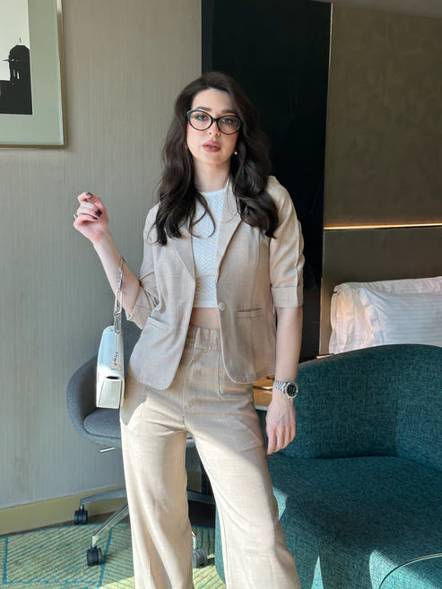 Girl Boss Linen Pants With Blazer