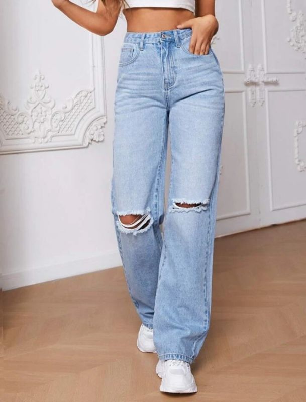 Combo of 2 Jeans (High Waist Wide Leg + Knee Cut)