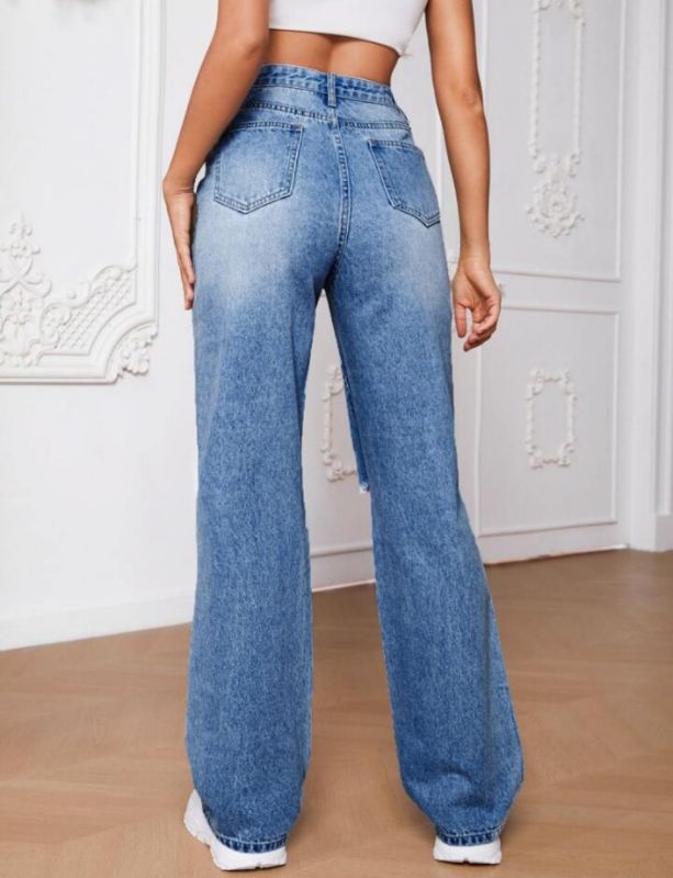 Combo of 2 Jeans (High Waist Wide Leg + Knee Cut)