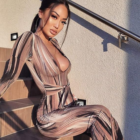 Women Long Sleeve Party Slim Dress Bodycon Sexy V Neck Club Maxi Dresses
