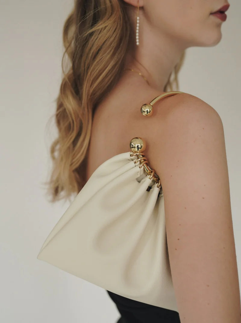 Cream Ring Handle Bag