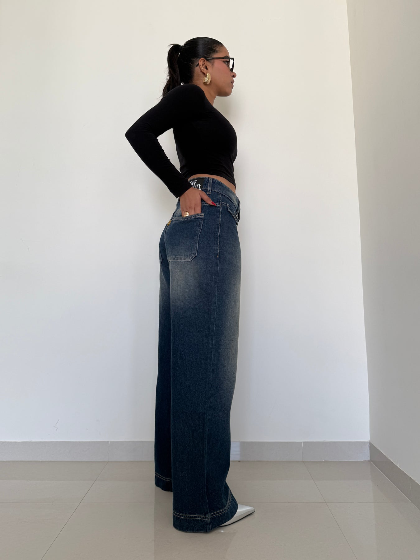 School Tinted Wash Baggy Wide leg Jeans
