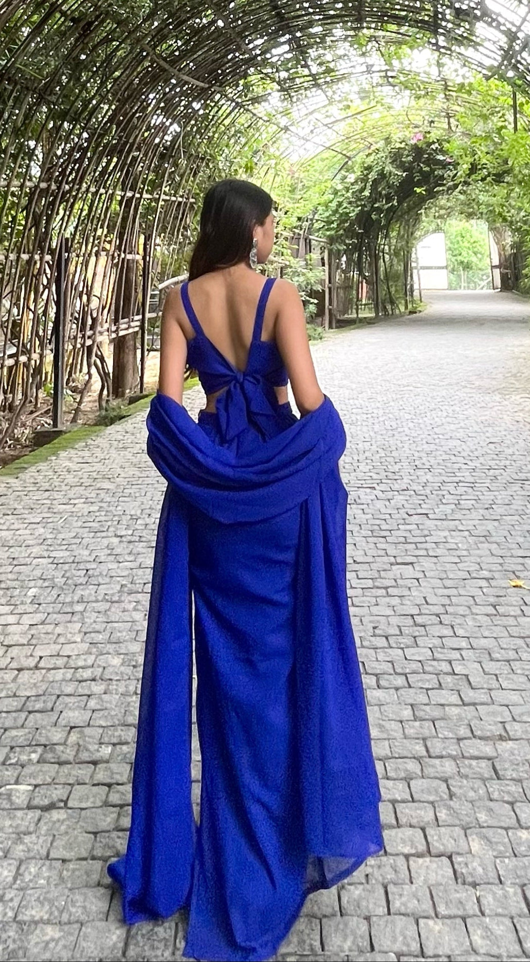 Desi Drizzle Wear In Saree Blue Dress