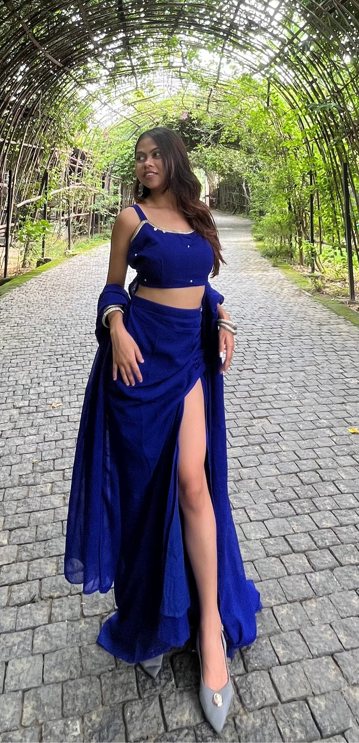 Desi Drizzle Wear In Saree Blue Dress