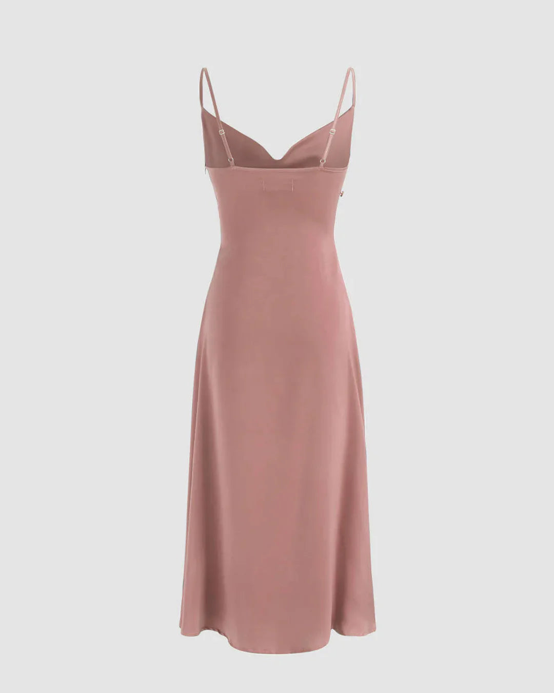 Solid Cowl Neck Slit Midi Dress
